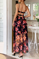 Strap Slim Vacation Maxi Floral Dress