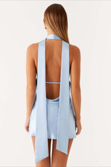 Deep V Backless Ribbon Cocktail Dress
