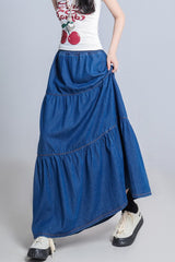 Plus Size Elastic Waist Flowy Tiered Skirt