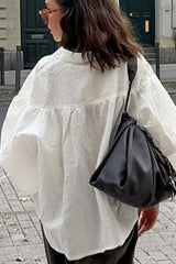 White Lantern Sleeve Blouse