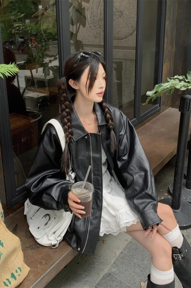 Short Length Oversized Moto Jacket