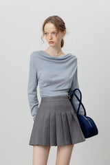 Elegant Slit Neck Tied Waist Knit Top