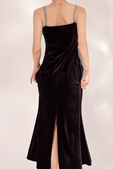 Sexy Velvet Strappy Backless Maxi Dress