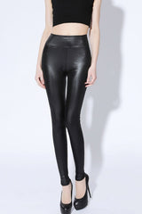 Plus Size Faux Leather High-Rise Stretch Leggings