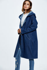 Long Hooded Denim Coat coats