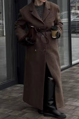 Relaxed Fit Wool Lapel Long Overcoat