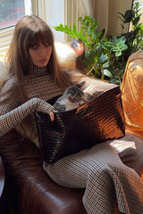 Houndstooth Print High Waist Pencil Skirt Set