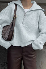 Half Zip Casual Knit Sweater