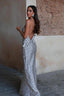 Satin Polka Dot Backless Bodycon Maxi Dress