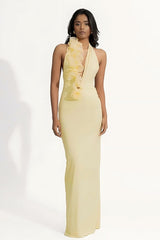 Halter Deep V Backless Bodycon Maxi Prom Dress