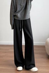 Plush Wool Draped Wide Leg Knit Pants