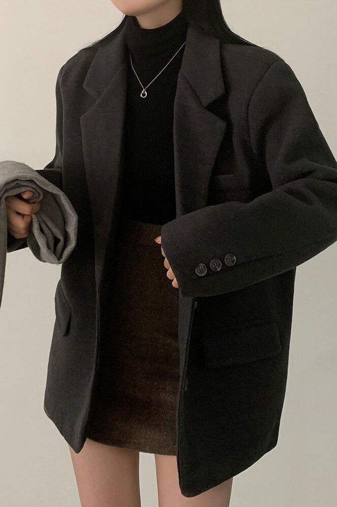 Wool Blend Oversized Longline Blazer