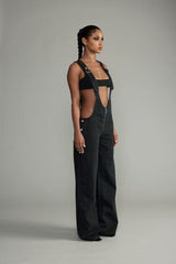 Low Rise Wide Leg Overall Jeans