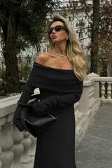 Off Shoulder Knit Sweater Dress