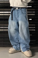 Vintage Washed Patchwork Wide Leg Trendy Jeans