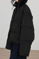 Knit Collar White Duck Down Puffer Jacket