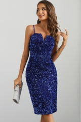 Sequin Spaghetti Strap Midi Dress