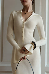 Elegant Collared Knit Sweater Dress