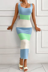 Backless Strap Tie-Dye Slim Sweater Dress