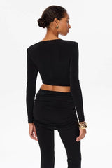 Chic Ruched Bodycon Top Pants Set