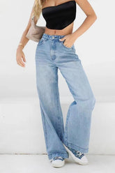 Casual High Waist Washed Straight Jeans