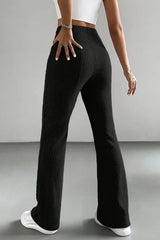 High Waist Ribbed Flared Knit Pants