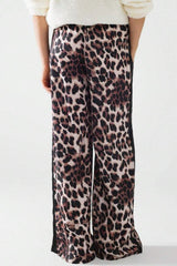 Chic Leopard Print Relaxed Wide Leg Pants