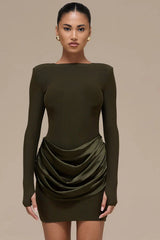 Solid Color Ruched Bodycon Dress