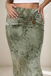 Retro Printed Chic Slim Long Skirt