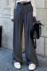 Casual High Waist Fluid Wide Leg Pants