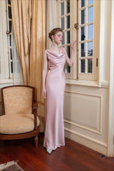 Solid Satin Evening Maxi Dress