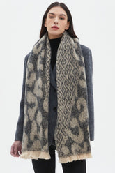 Leopard Print Jacquard Short Fringe Scarf