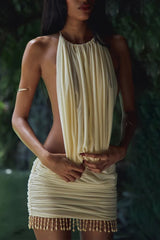 Chic Backless Tassel Bodycon Vacation Dress