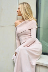 Off Shoulder Foldover Sweater Dress