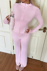 Sporty Solid Color Crewneck T-Shirt Straight Pants Set