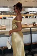 Off Shoulder Strapless Backless Maxi Sexy Prom Dress