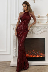 Sequin Mermaid Gown Formal Dress S / Red