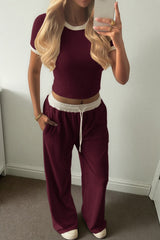 Colorblock Layering Tank Top Wide Leg Pants Set
