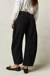 Mid Rise Washed Relaxed Wide Leg Jeans