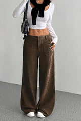Pockets Wide Leg Knit Pants