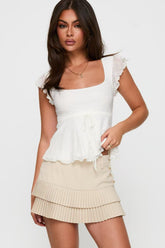 Ruched Ruffle Trim Bodycon Short Sleeve Tee