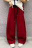 Solid Color Casual Fluid Wide Leg Fleece Sweat Pants