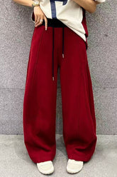 Solid Color Casual Fluid Wide Leg Fleece Sweat Pants