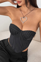 Tie Corset Woven Stripe Chic Tube Top