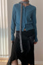 Slim-Fit Round-Neck Knit Cardigan Blue / S