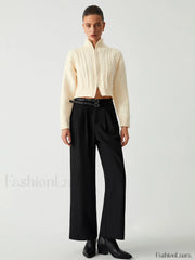 Cable Knit Two Trendy Way Zip Crop Cardigan Sweaters L