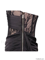 Callie Black Lace Satin Graceful Corset High Slit Gown Gowns