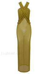 Carleigh Ruche Maxi Charming Dress With Headscarf