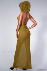 Carleigh Ruche Maxi Charming Dress With Headscarf