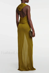 Carleigh Ruche Maxi Charming Dress With Headscarf